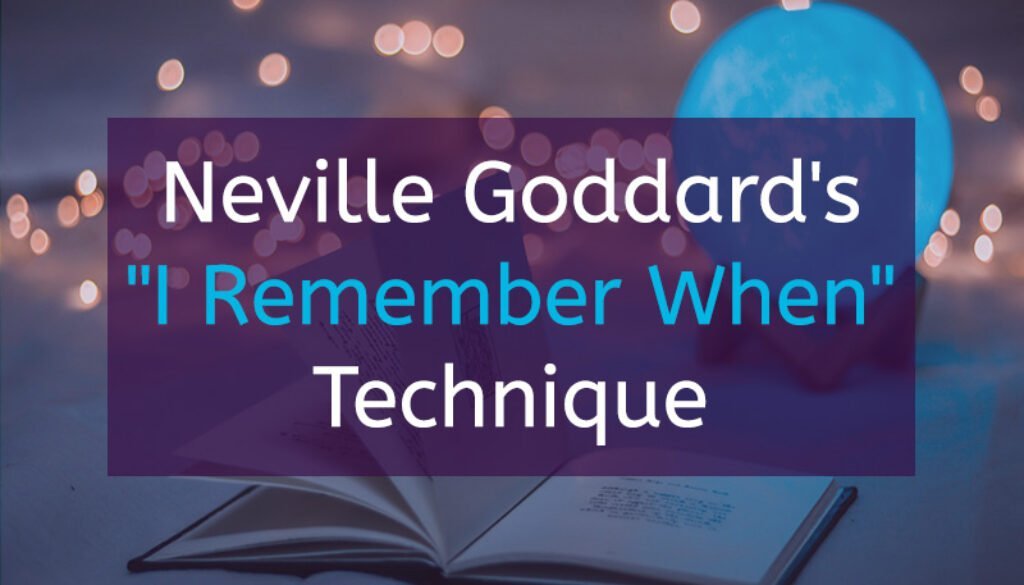 A crystal ball on a table next to an open book with the title “I Remember When” by Neville Goddard.