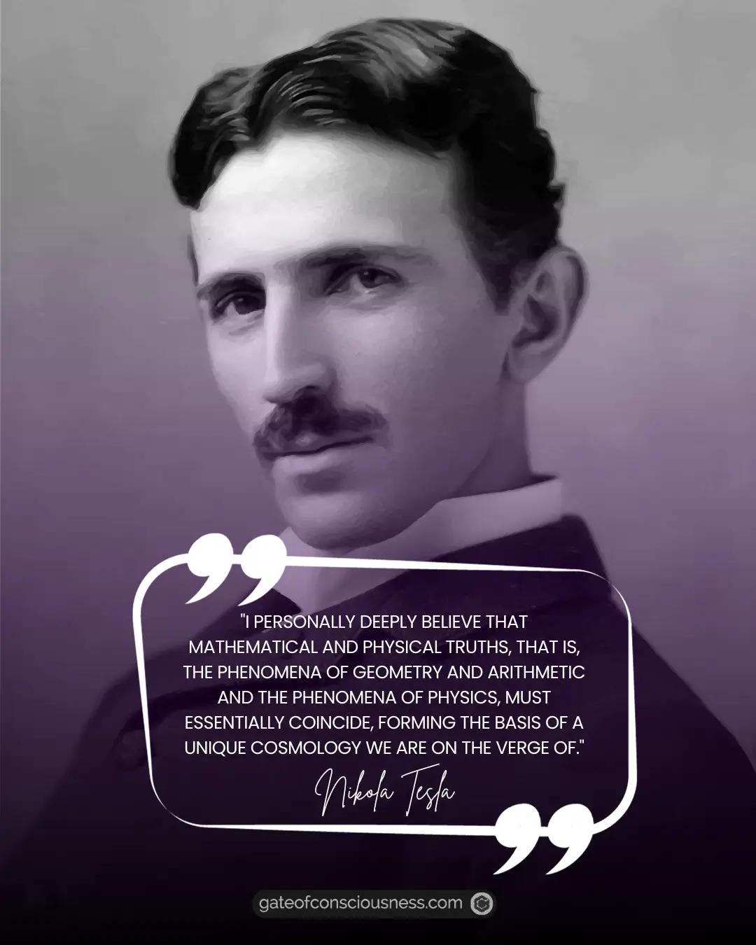 An image of Nikola Tesla with his quote on it.