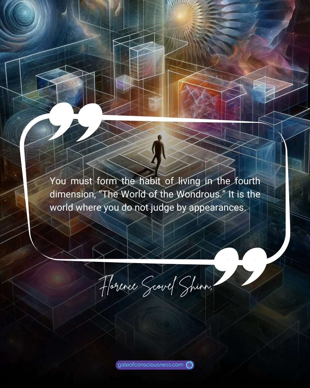 Florence Scovel Shinn's quote about thinking fourth-dimensionally.