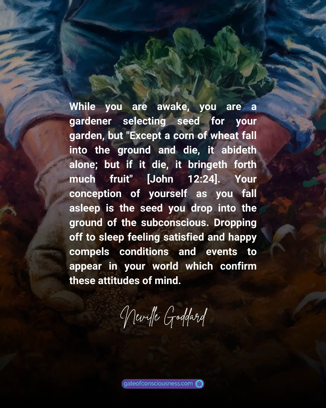 Neville Goddard's quote comparing thoughts with seeds