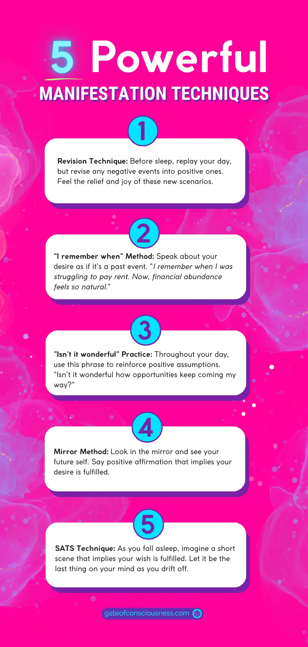 5 Powerful Manifestation Techniques Infographic