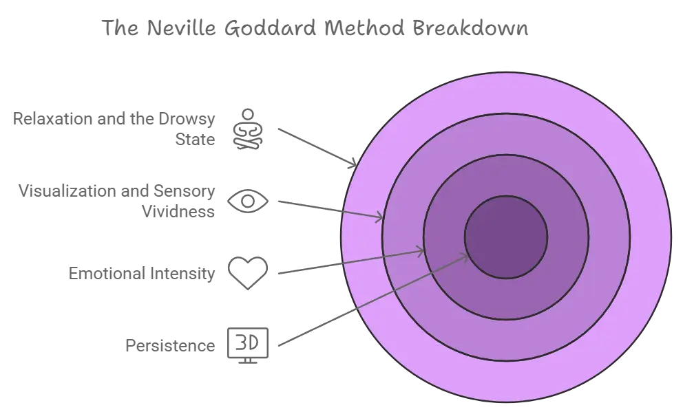 Infographic showcasing Neville Goddard's method