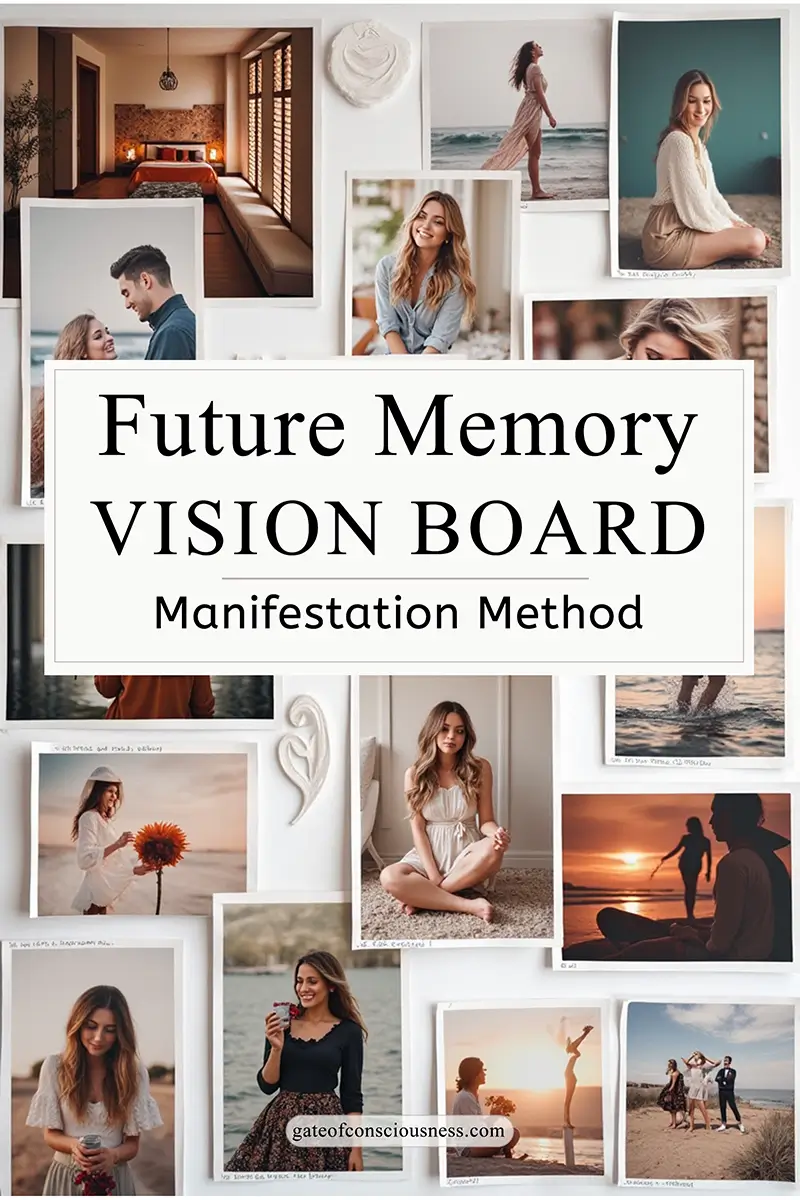 Vision board idea of lifestyle photos showing happy moments, relationships, travel, and self-care in warm, natural tones